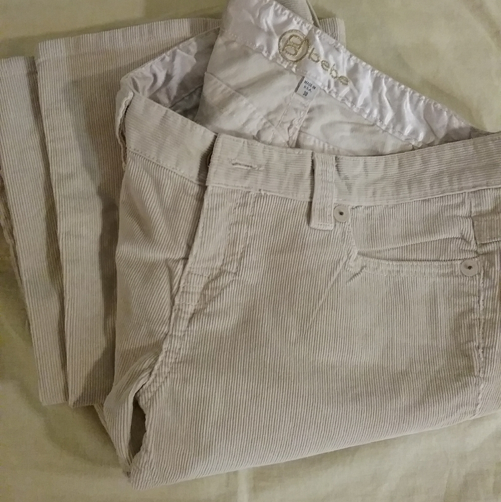 BRAND NEW BEBE Cream Rhinestone Pants- Size 30